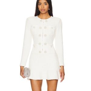 $585. Self Portrait CREAM SEQUIN KNIT MINI DRESS. IN STORES NOW! Size:M Mint!